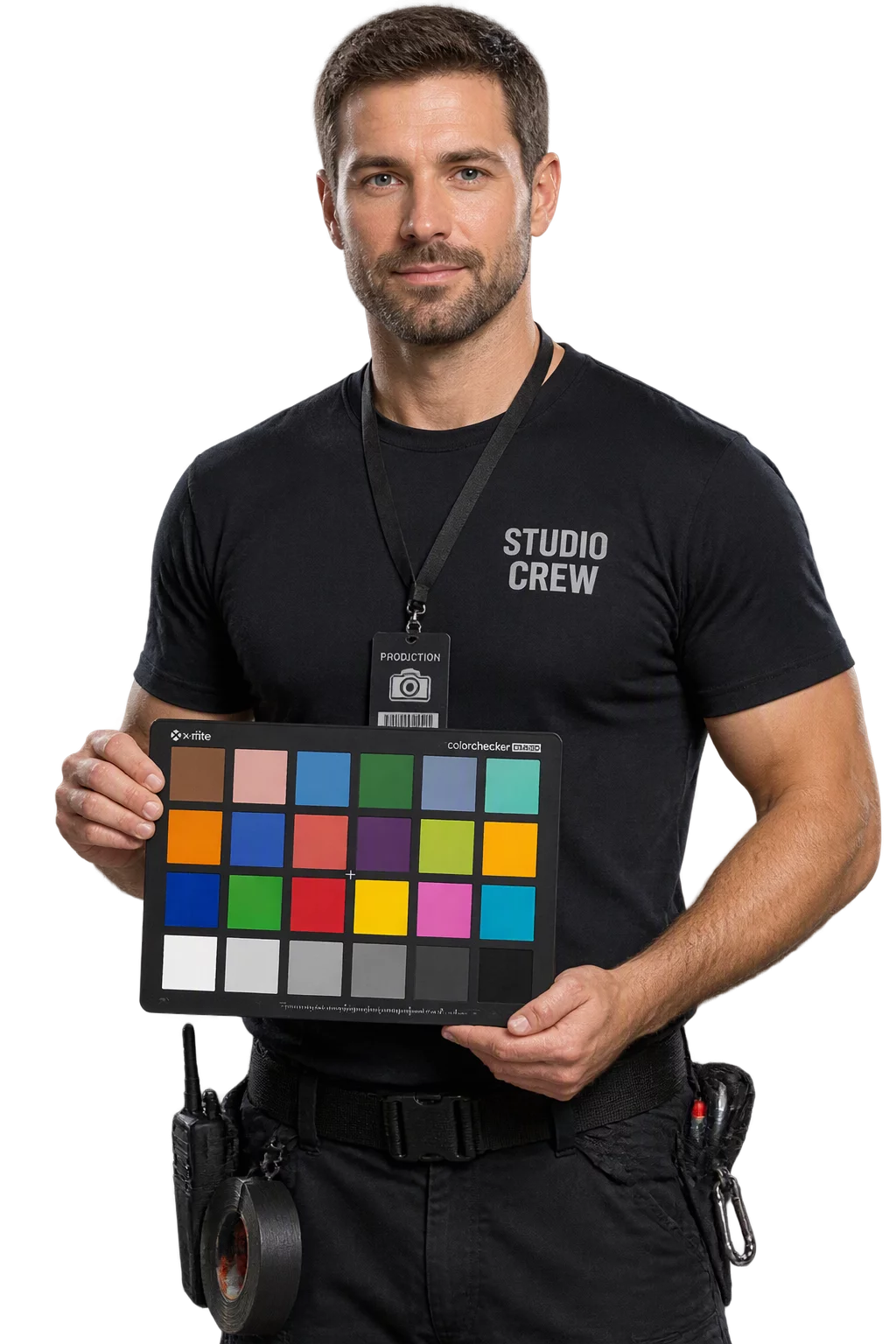 Digital tethered photography operator on studio set